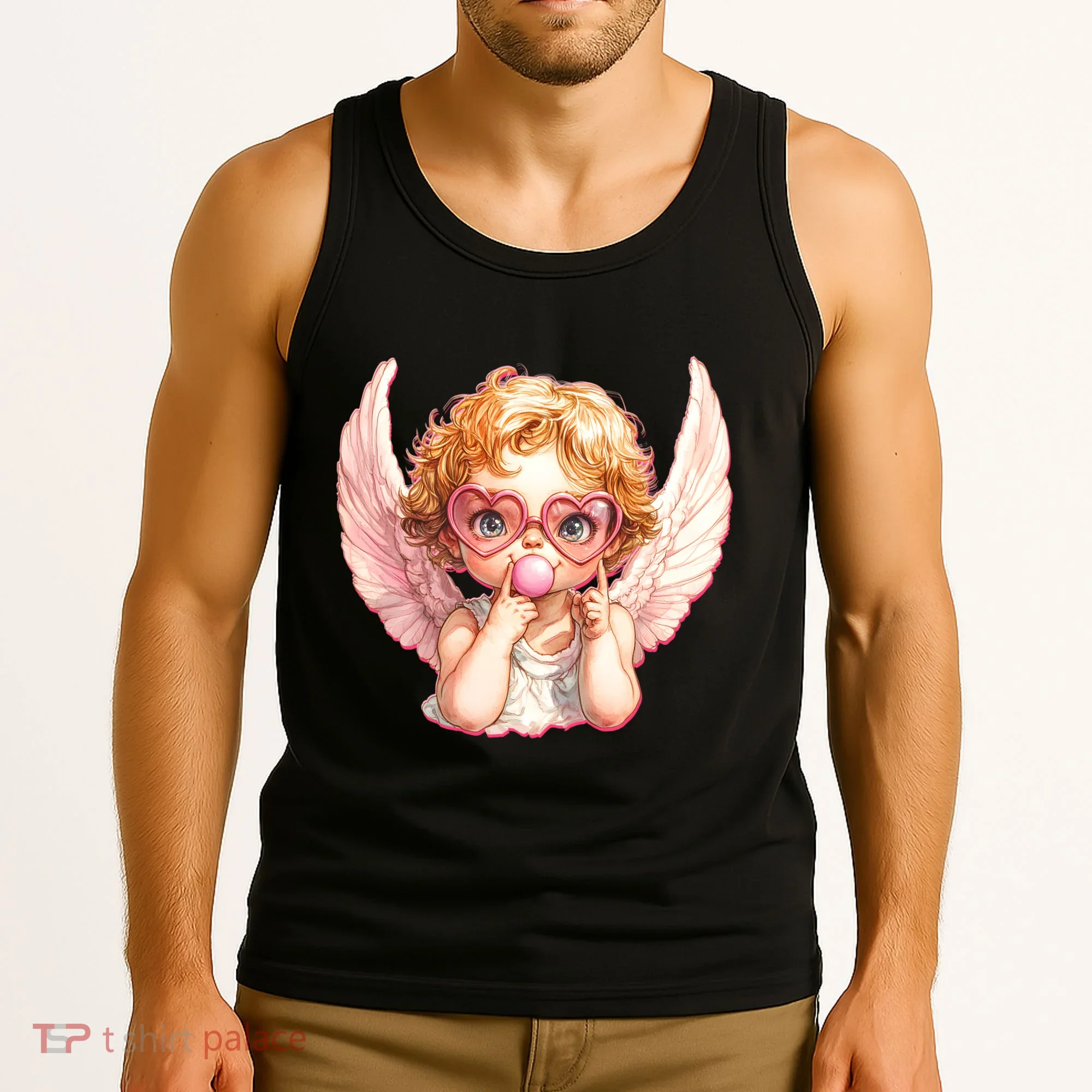 Funny Cute Valentines Day Cupid Bubble Gum Tank Top