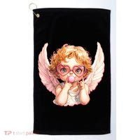 Funny Cute Valentines Day Cupid Bubble Gum Golf Towel thumb 0