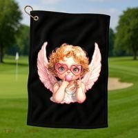 Funny Cute Valentines Day Cupid Bubble Gum Golf Towel thumb 1