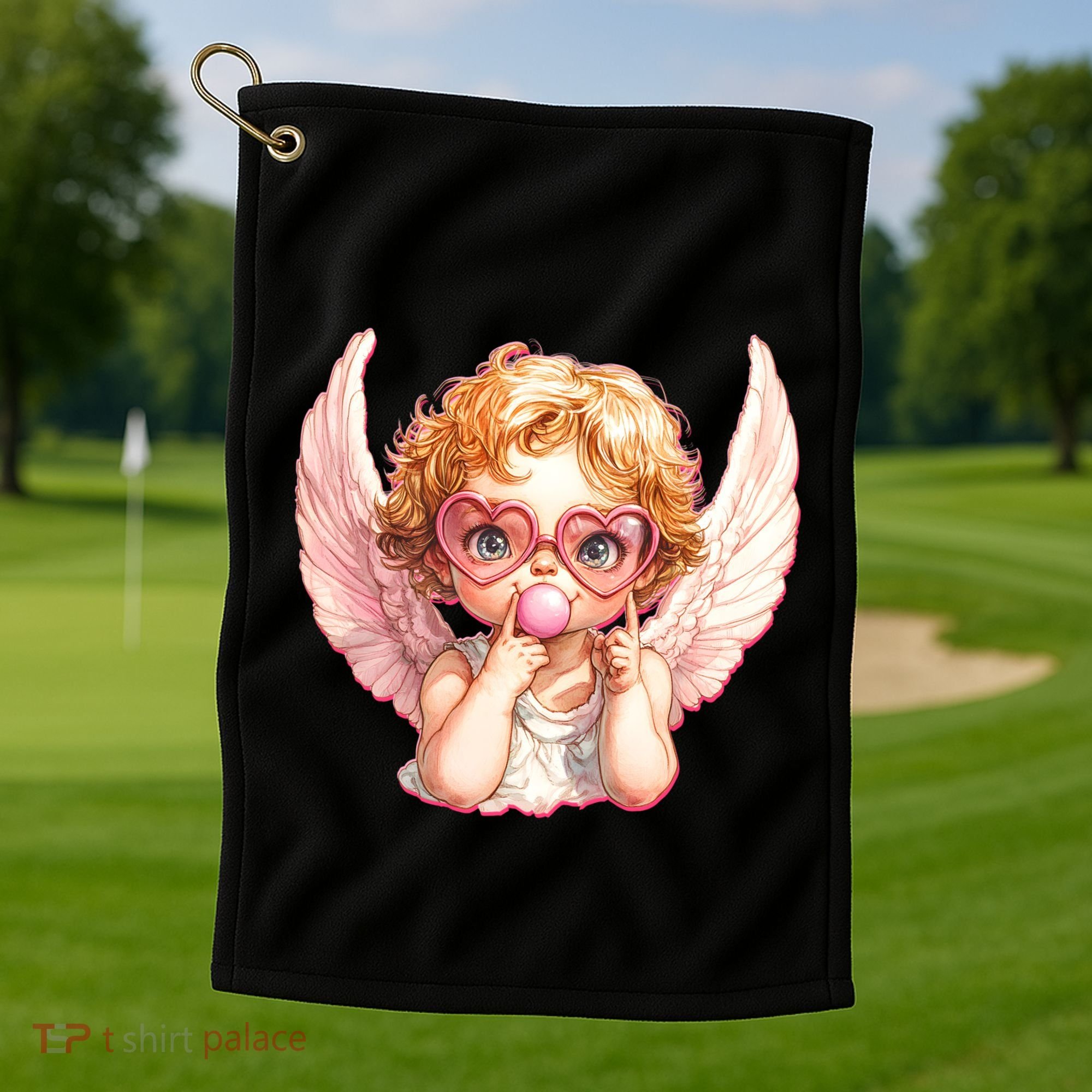 Funny Cute Valentines Day Cupid Bubble Gum Golf Towel