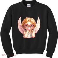 Funny Cute Valentines Day Cupid Bubble Gum Kids Sweatshirt thumb 0