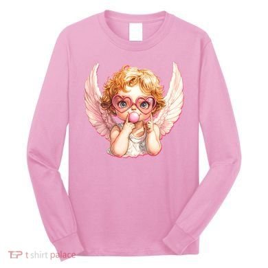 Funny Cute Valentines Day Cupid Bubble Gum Long Sleeve Shirt