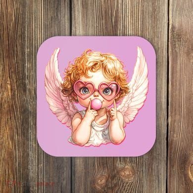 Funny Cute Valentines Day Cupid Bubble Gum Coaster