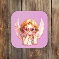Funny Cute Valentines Day Cupid Bubble Gum Coaster thumb 0