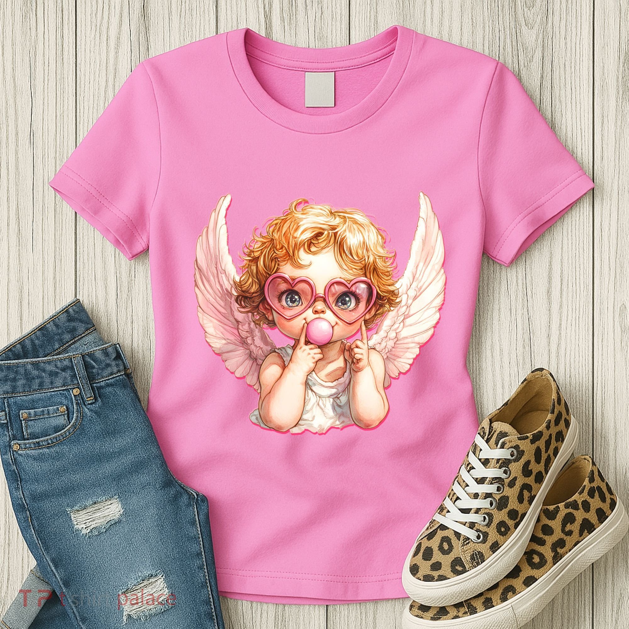 Funny Cute Valentines Day Cupid Bubble Gum Women's T-Shirt