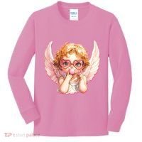 Funny Cute Valentines Day Cupid Bubble Gum Kids Long Sleeve Shirt thumb 0