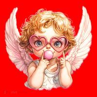 Funny Cute Valentines Day Cupid Bubble Gum Santa Hat thumb 1