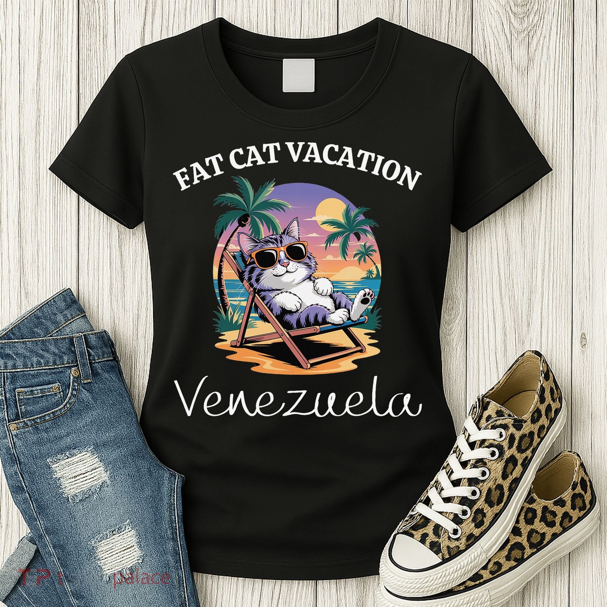Fat Cat Vacation Venezuela Travel Venezuela Women's T-Shirt