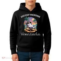 Fat Cat Vacation Venezuela Travel Venezuela Kids Hoodie thumb 4