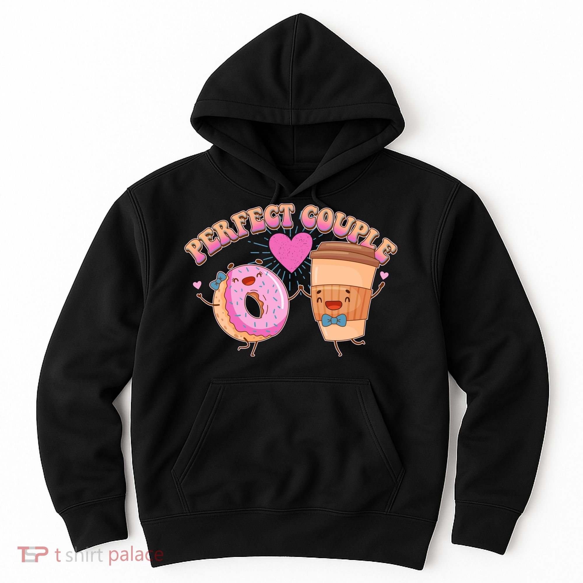 Funny Cute Valentines Day Perfect Couple Donut And Coffee Hoodie