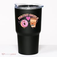 Funny Cute Valentines Day Perfect Couple Donut And Coffee Tumbler thumb 0