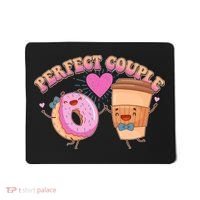 Funny Cute Valentines Day Perfect Couple Donut And Coffee Mousepad thumb 0