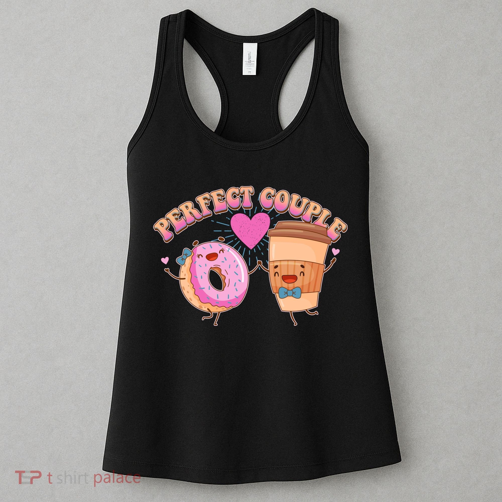 Funny Cute Valentines Day Perfect Couple Donut And Coffee Women's Tank Top