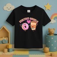 Funny Cute Valentines Day Perfect Couple Donut And Coffee Toddler T-Shirt thumb 3