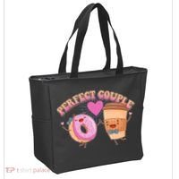 Funny Cute Valentines Day Perfect Couple Donut And Coffee Tote Bag thumb 2
