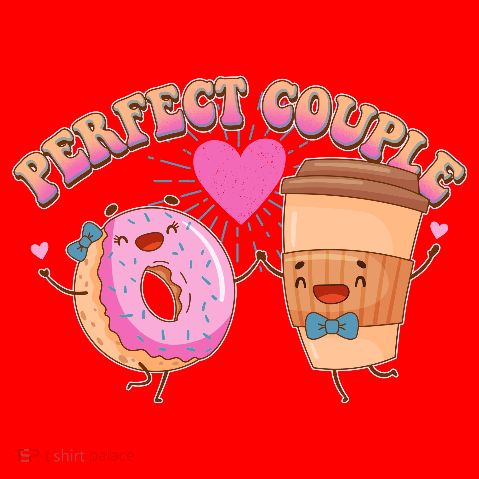 Funny Cute Valentines Day Perfect Couple Donut And Coffee Santa Hat