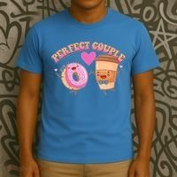 Funny Cute Valentines Day Perfect Couple Donut And Coffee T-Shirt thumb 3