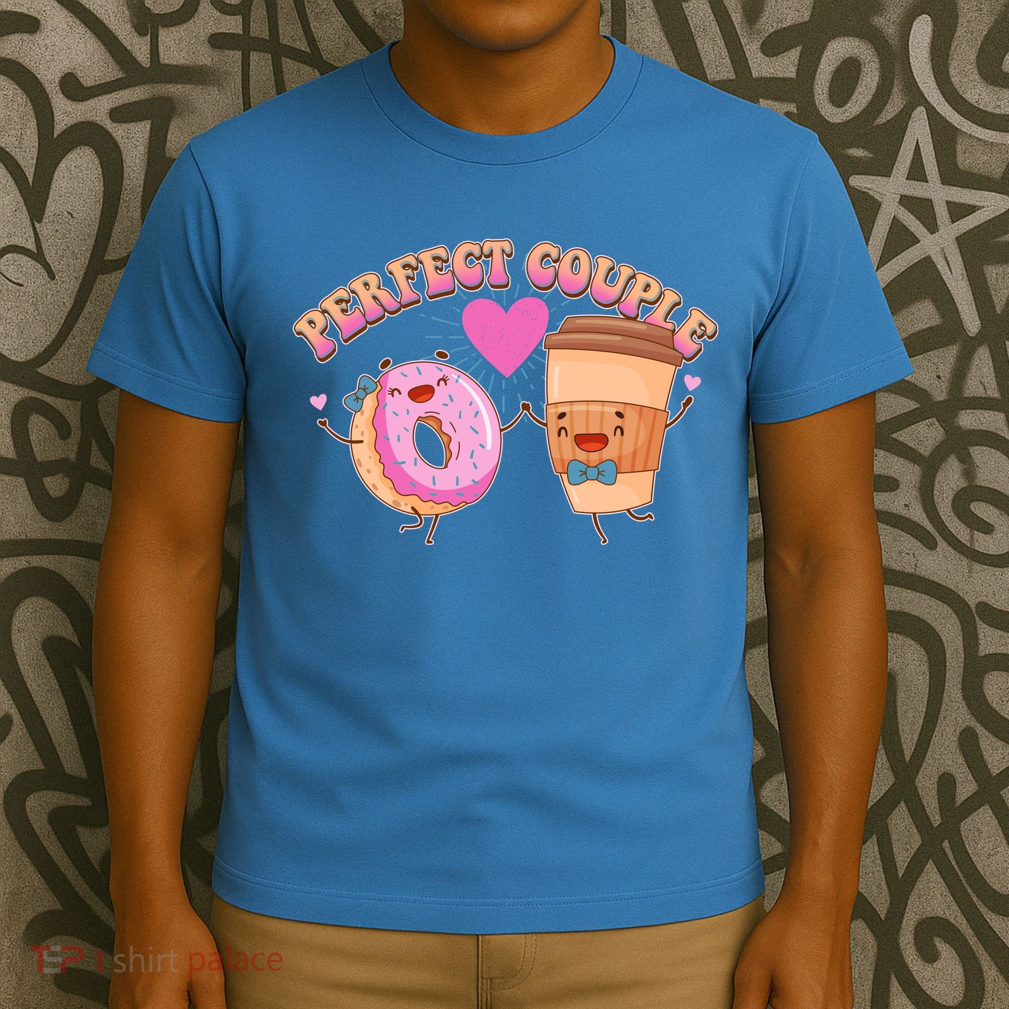 Funny Cute Valentines Day Perfect Couple Donut And Coffee T-Shirt