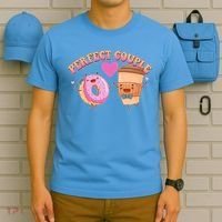 Funny Cute Valentines Day Perfect Couple Donut And Coffee T-Shirt thumb 5