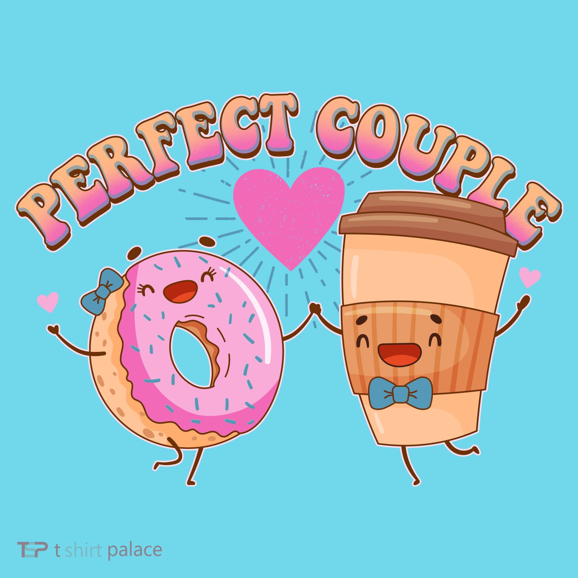 Funny Cute Valentines Day Perfect Couple Donut And Coffee Kids Long Sleeve Shirt