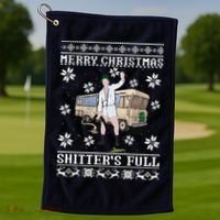 Funny Christmas Vacation Merry Christmas Shitters Full Christmas Ugly Golf Towel thumb 1