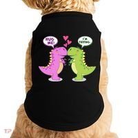 Funny Cute Valentines Day T Rex Dinosaurs Hug Doggie Tank thumb 0