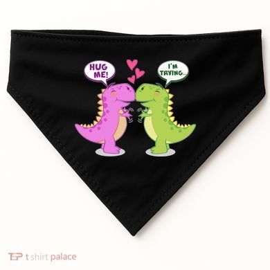 Funny Cute Valentines Day T Rex Dinosaurs Hug USA-Made Doggie Bandana