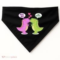 Funny Cute Valentines Day T Rex Dinosaurs Hug USA-Made Doggie Bandana thumb 0