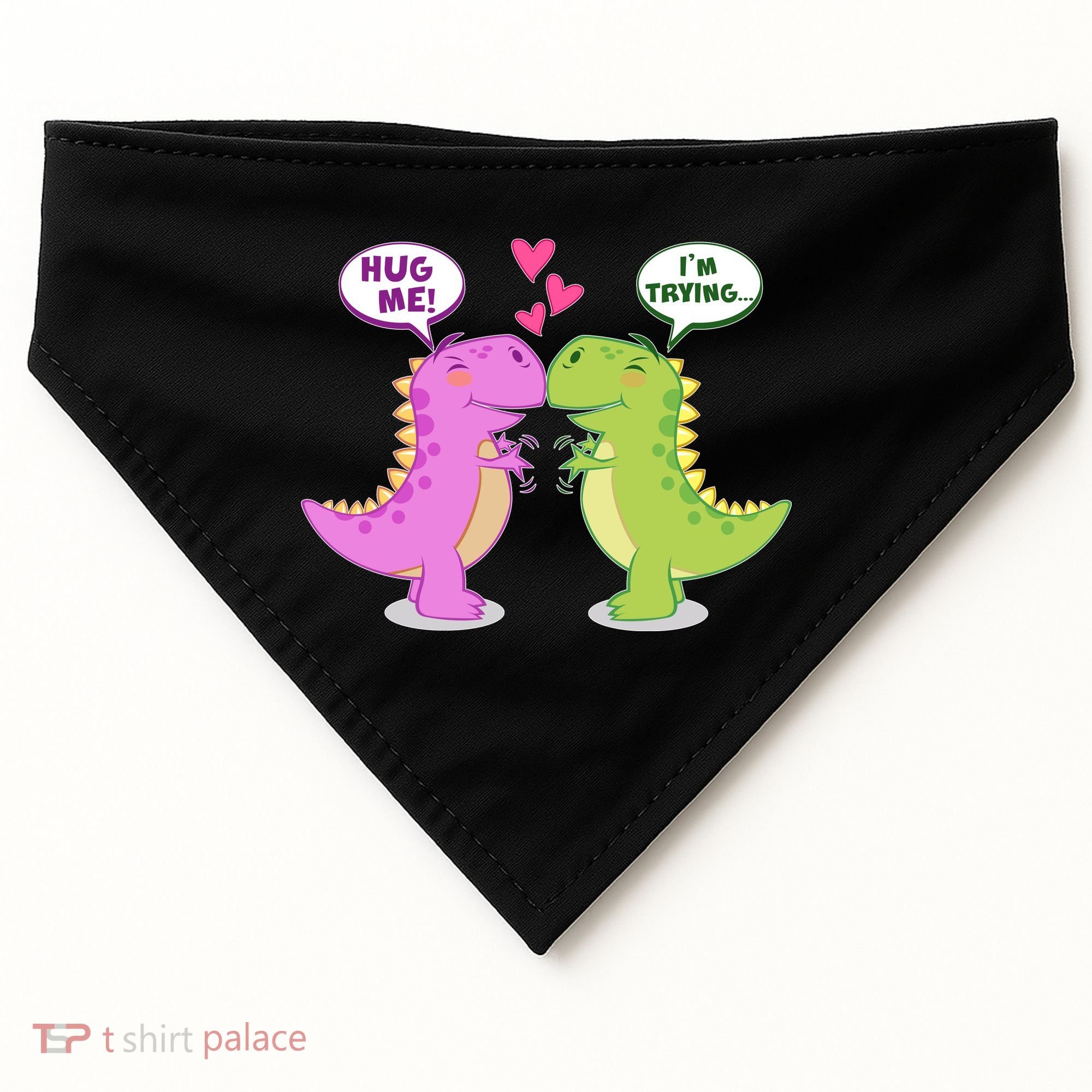 Funny Cute Valentines Day T Rex Dinosaurs Hug USA-Made Doggie Bandana