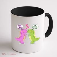 Funny Cute Valentines Day T Rex Dinosaurs Hug Coffee Mug thumb 1