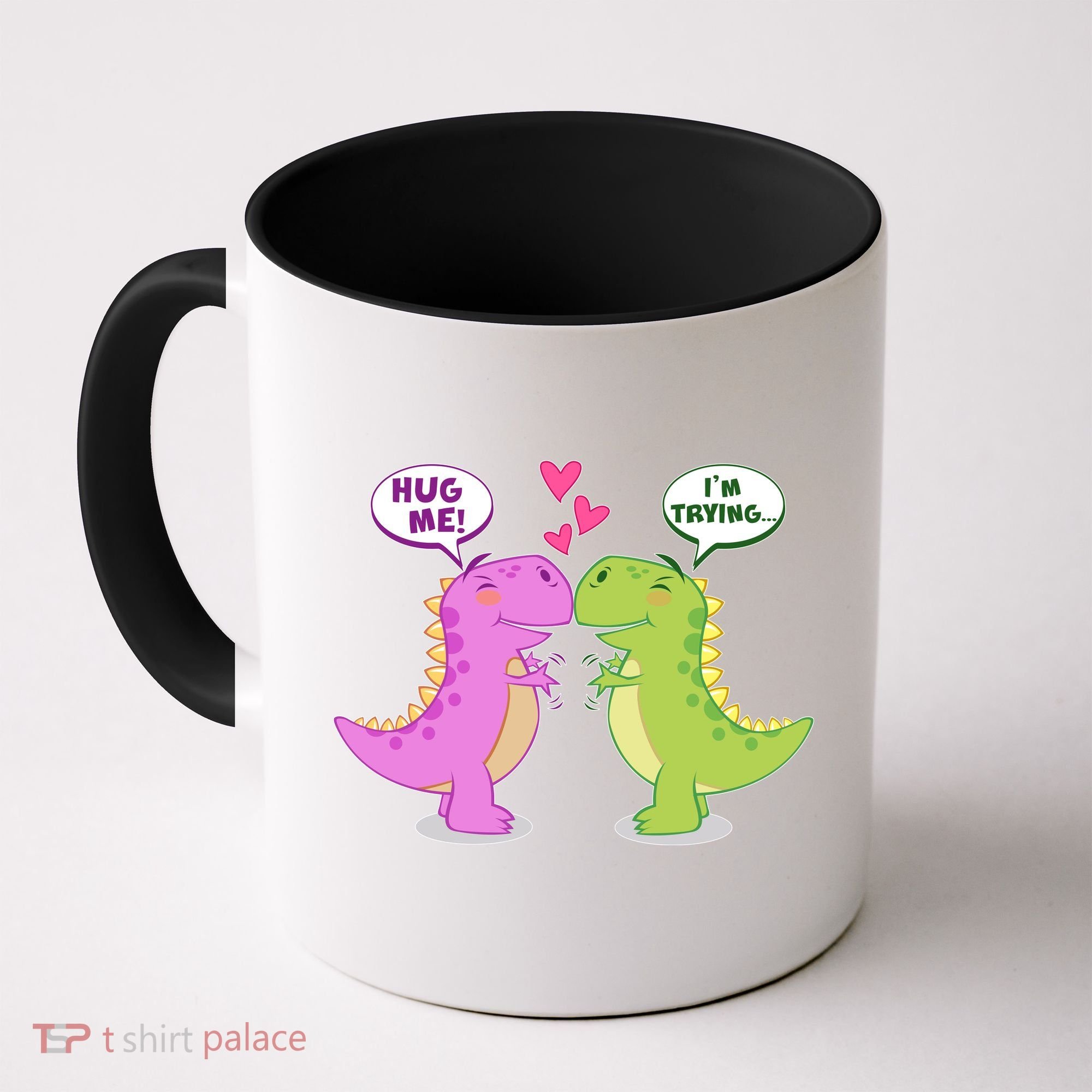 Funny Cute Valentines Day T Rex Dinosaurs Hug Coffee Mug