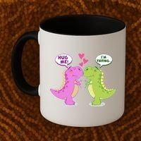 Funny Cute Valentines Day T Rex Dinosaurs Hug Coffee Mug thumb 2