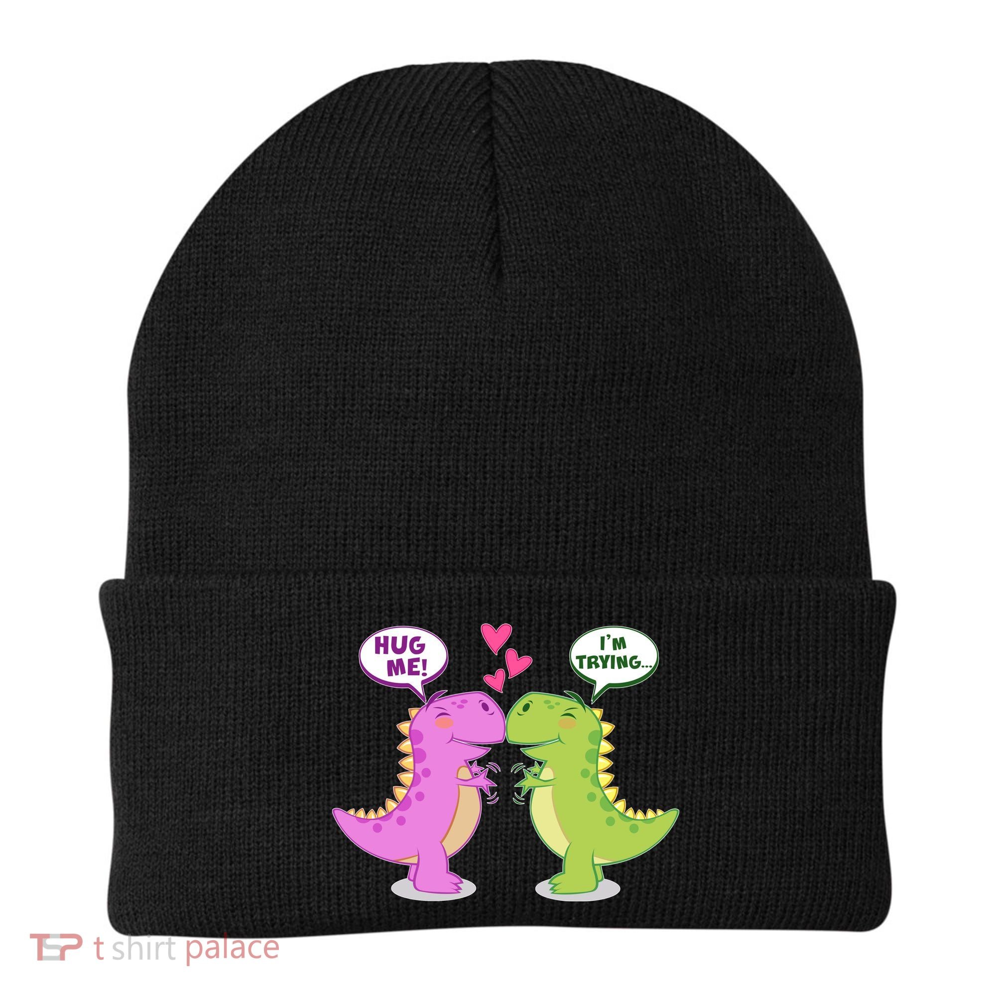 Funny Cute Valentines Day T Rex Dinosaurs Hug Beanie