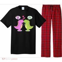 Funny Cute Valentines Day T Rex Dinosaurs Hug Pajama Set thumb 0