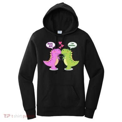 Funny Cute Valentines Day T Rex Dinosaurs Hug Women's Hoodie