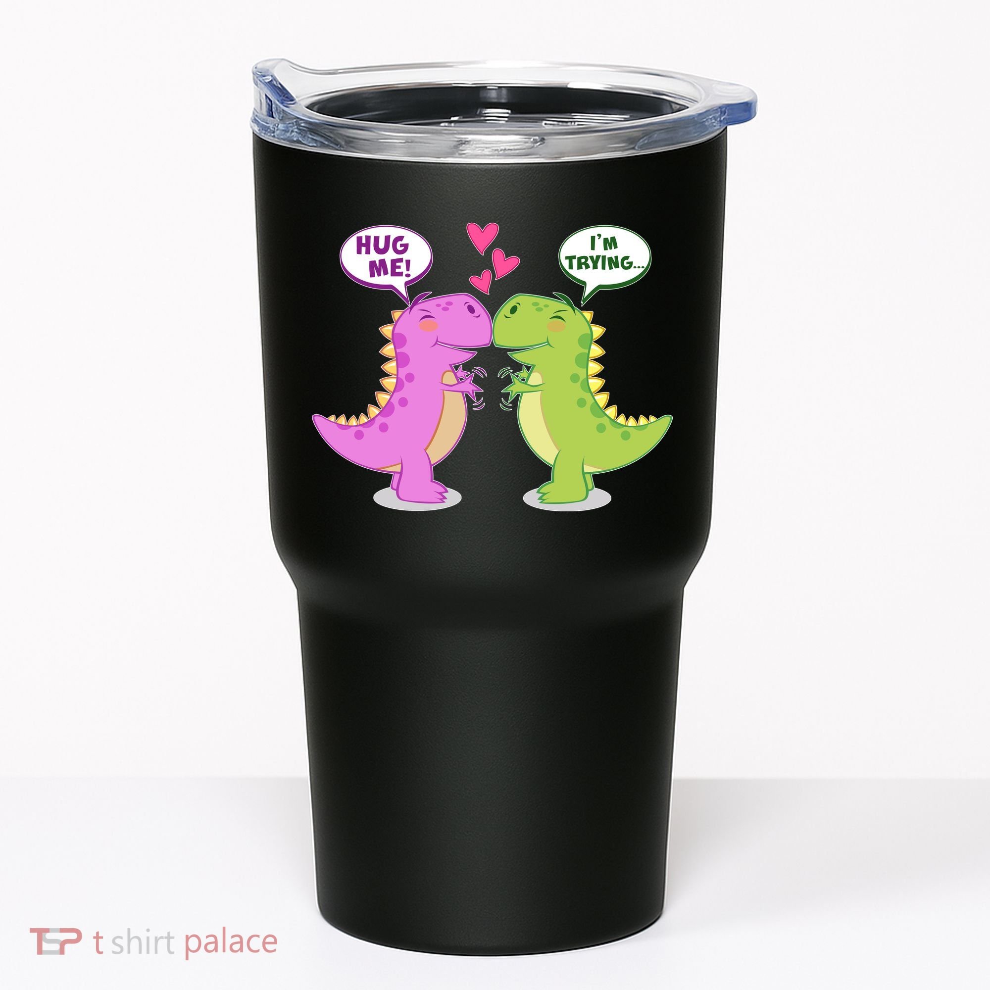Funny Cute Valentines Day T Rex Dinosaurs Hug Tumbler