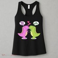 Funny Cute Valentines Day T Rex Dinosaurs Hug Women's Tank Top thumb 3