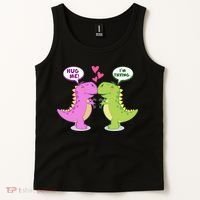 Funny Cute Valentines Day T Rex Dinosaurs Hug Tank Top thumb 2