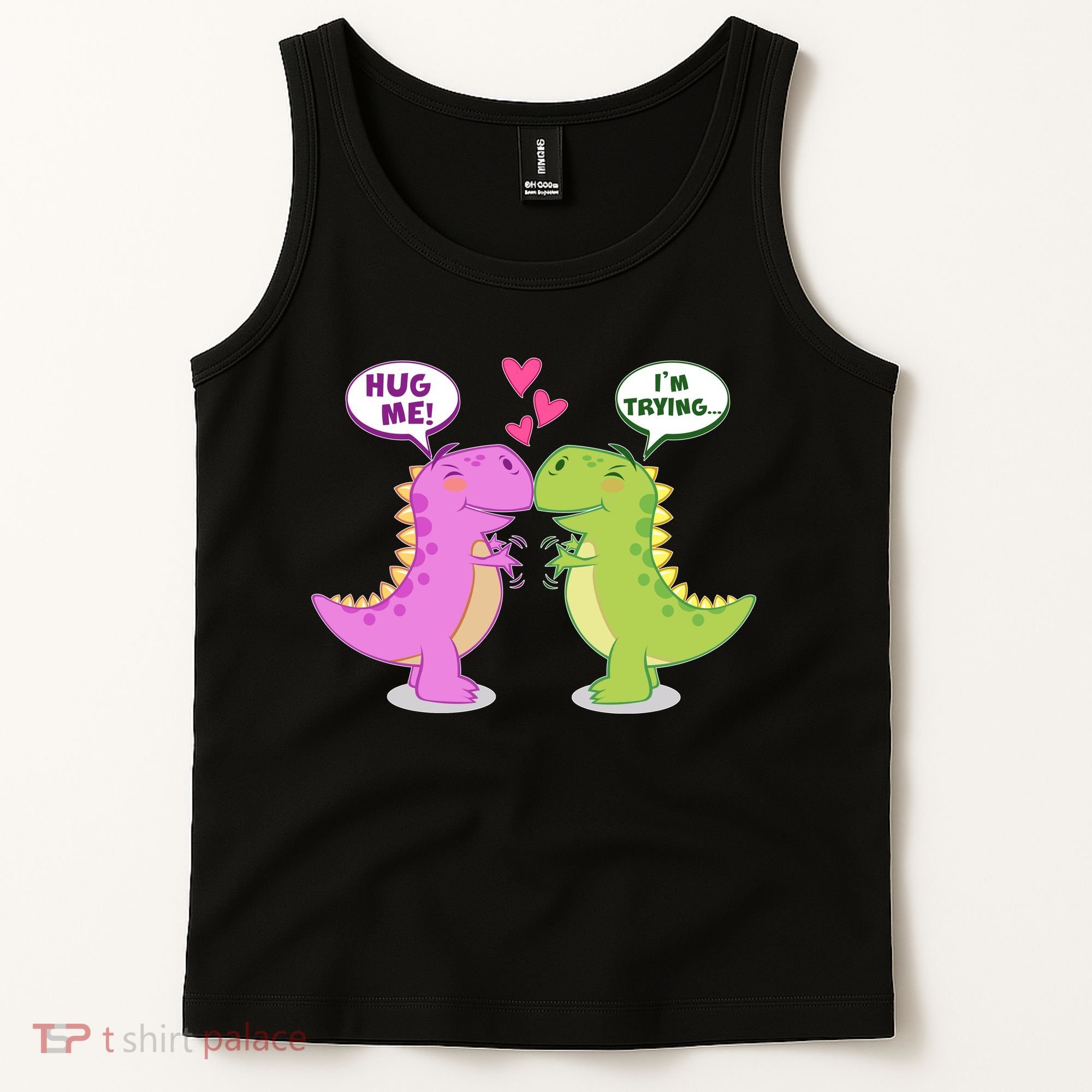 Funny Cute Valentines Day T Rex Dinosaurs Hug Tank Top