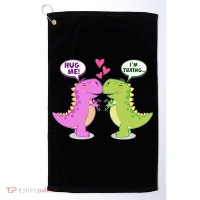 Funny Cute Valentines Day T Rex Dinosaurs Hug Golf Towel