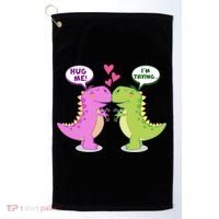 Funny Cute Valentines Day T Rex Dinosaurs Hug Golf Towel thumb 0