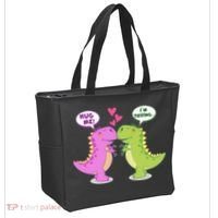 Funny Cute Valentines Day T Rex Dinosaurs Hug Tote Bag thumb 2