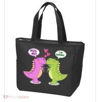 Funny Cute Valentines Day T Rex Dinosaurs Hug Tote Bag thumb 3