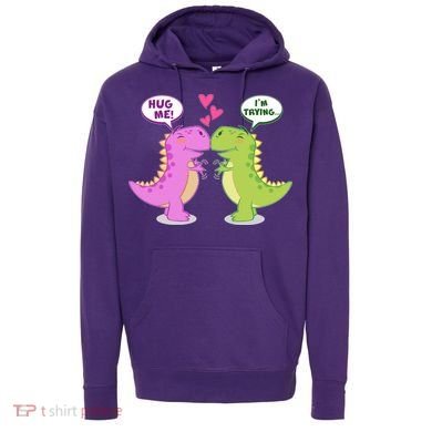 Funny Cute Valentines Day T Rex Dinosaurs Hug Hoodie