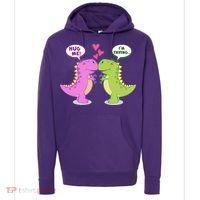 Funny Cute Valentines Day T Rex Dinosaurs Hug Hoodie thumb 0