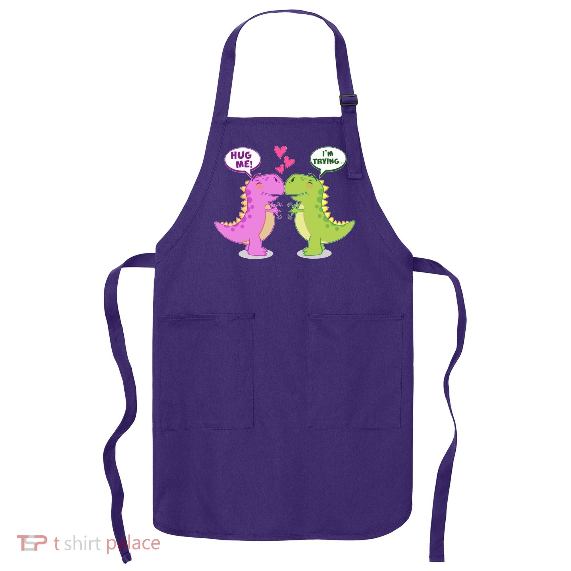 Funny Cute Valentines Day T Rex Dinosaurs Hug Apron