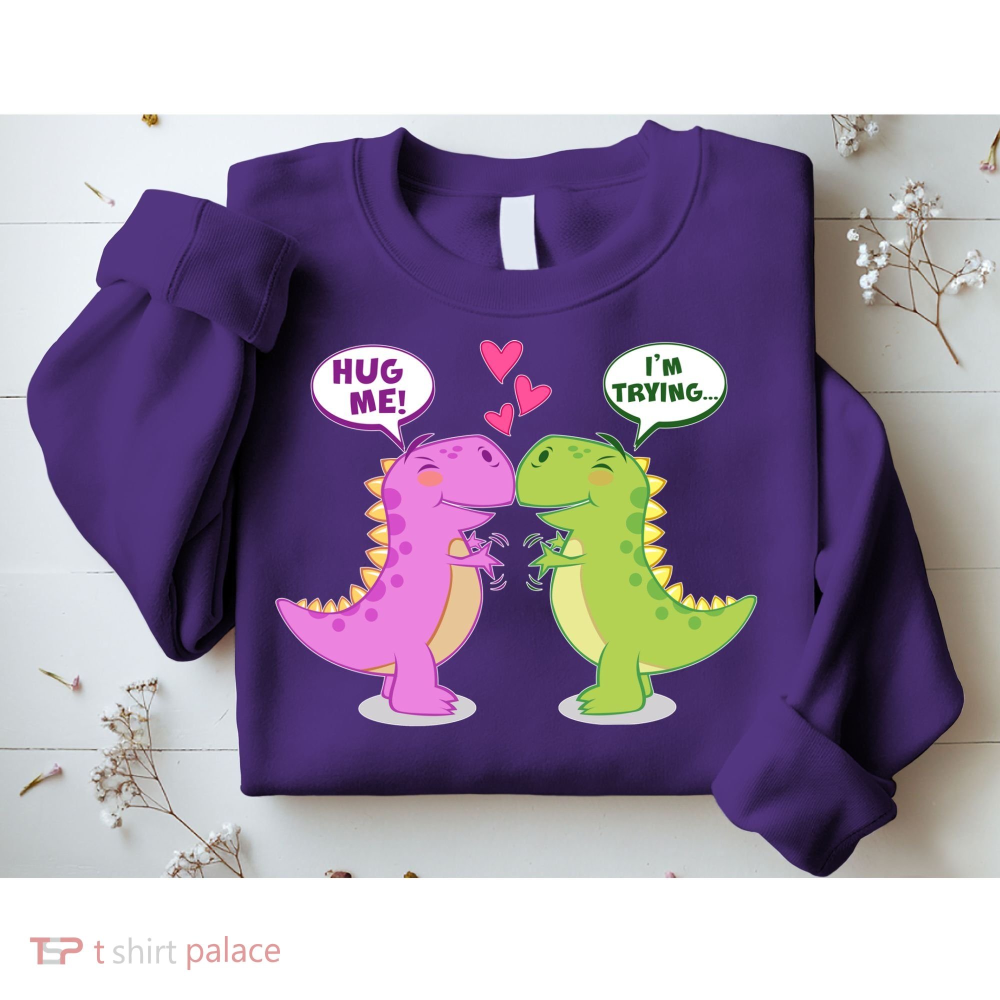 Funny Cute Valentines Day T Rex Dinosaurs Hug Sweatshirt