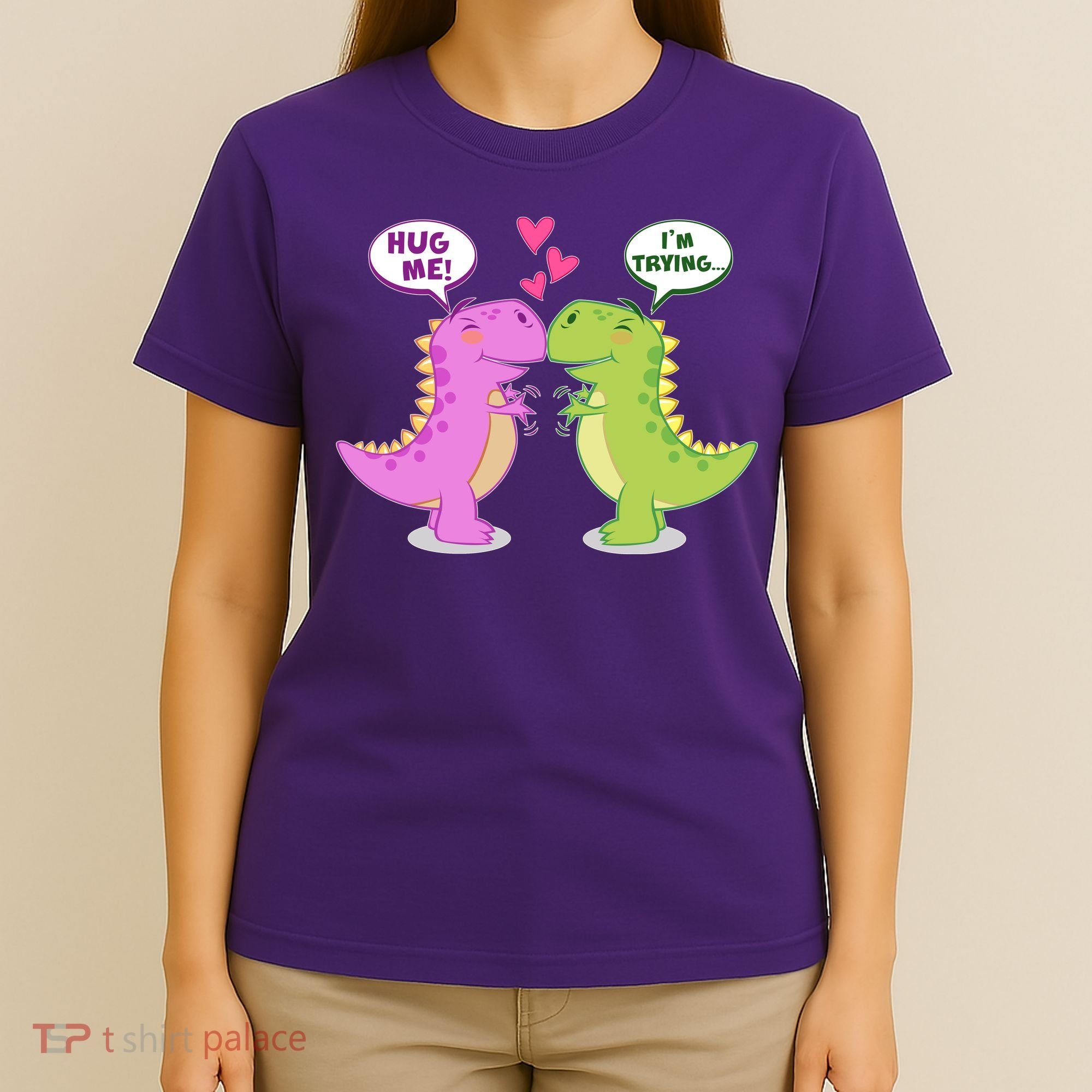 Funny Cute Valentines Day T Rex Dinosaurs Hug T-Shirt