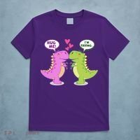 Funny Cute Valentines Day T Rex Dinosaurs Hug T-Shirt thumb 5