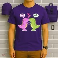 Funny Cute Valentines Day T Rex Dinosaurs Hug T-Shirt thumb 6